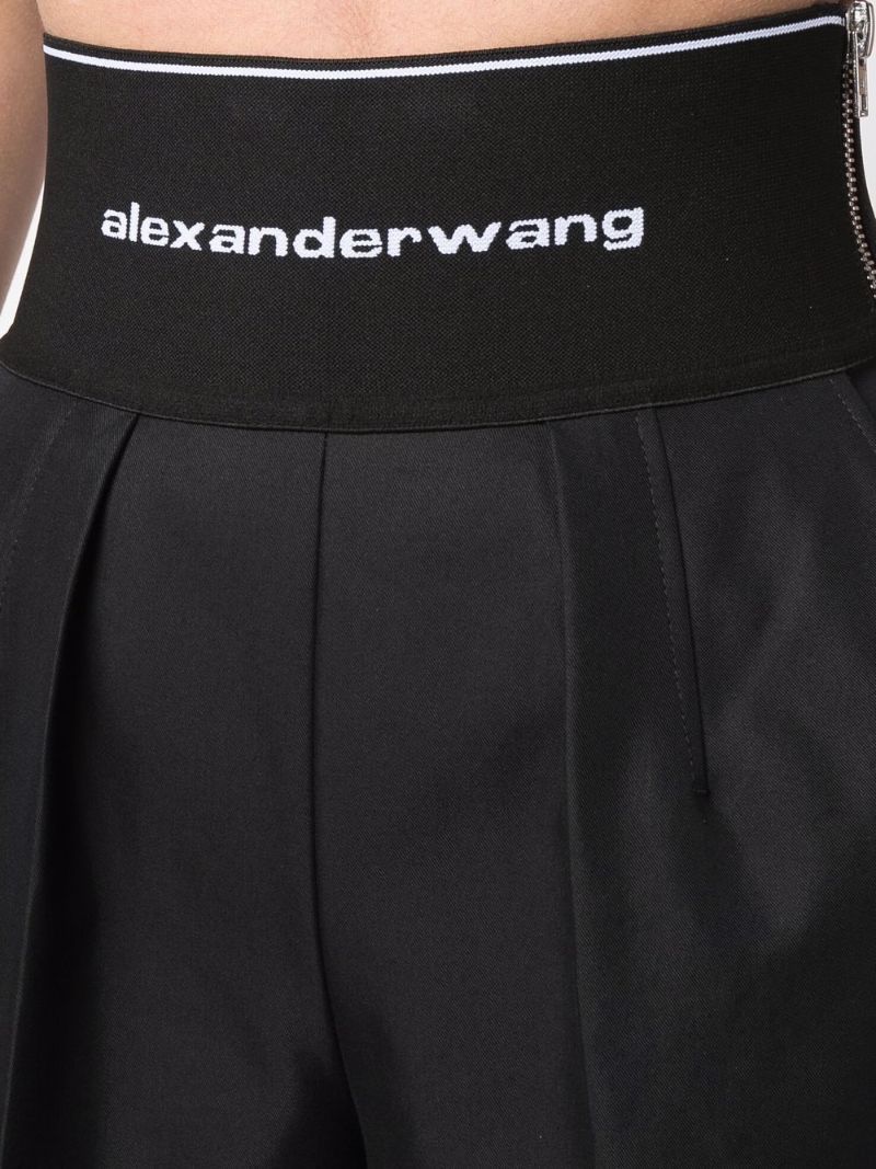 Black Logo-waist Straight-leg Trousers