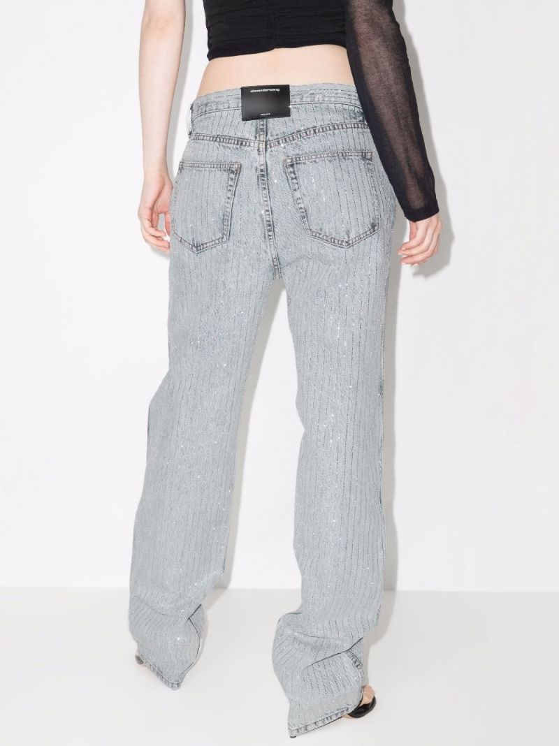 Skater Crystal-stripe Bleached Jeans