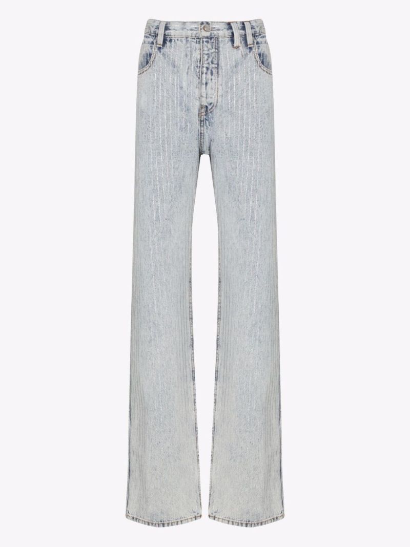 Skater Crystal-stripe Bleached Jeans