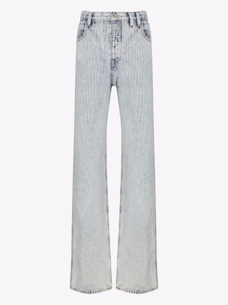 Skater Crystal-stripe Bleached Jeans
