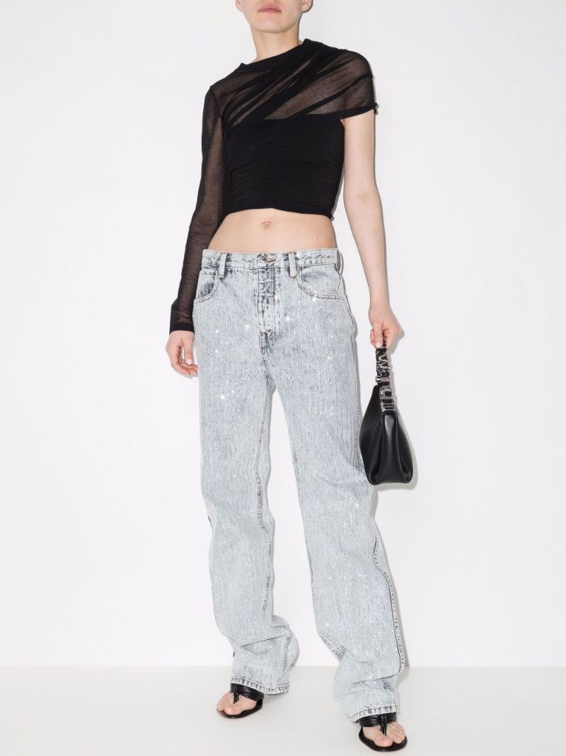 Skater Crystal-stripe Bleached Jeans