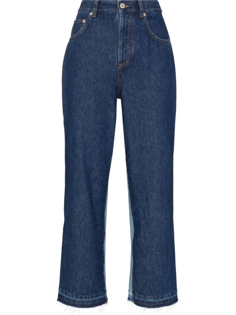Two Tone Cropped Straight Leg Jeans