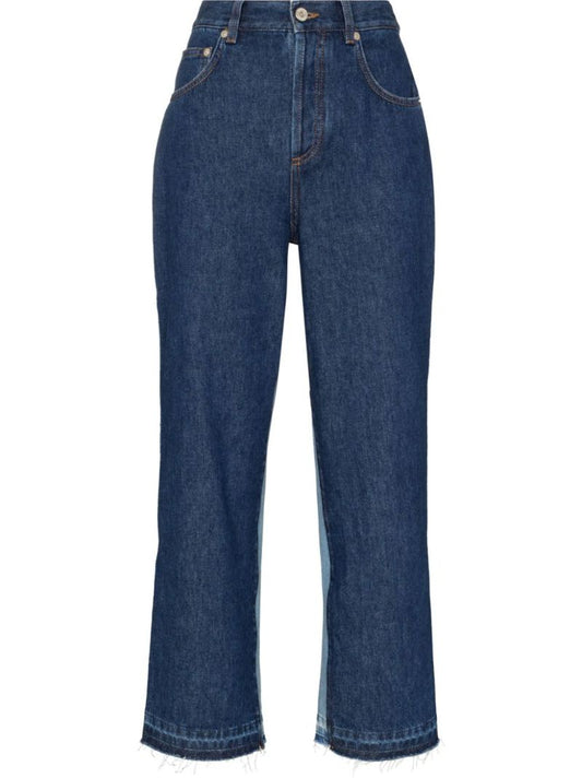 Two Tone Cropped Straight Leg Jeans
