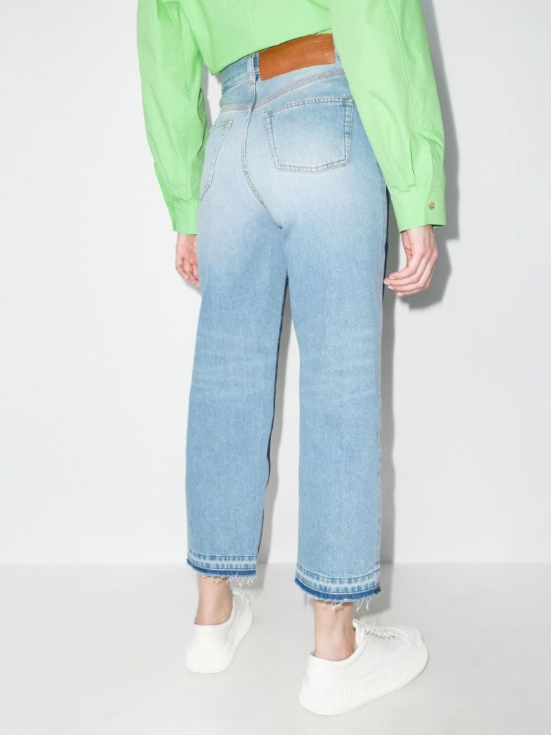 Two Tone Cropped Straight Leg Jeans