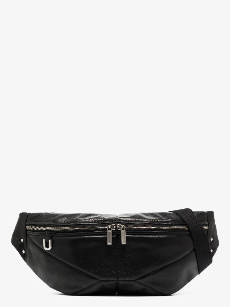 Black Panelled Leather Cross Body Bag