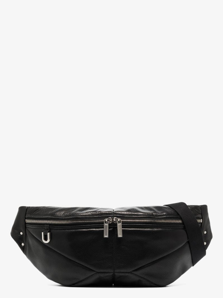 Black Panelled Leather Cross Body Bag