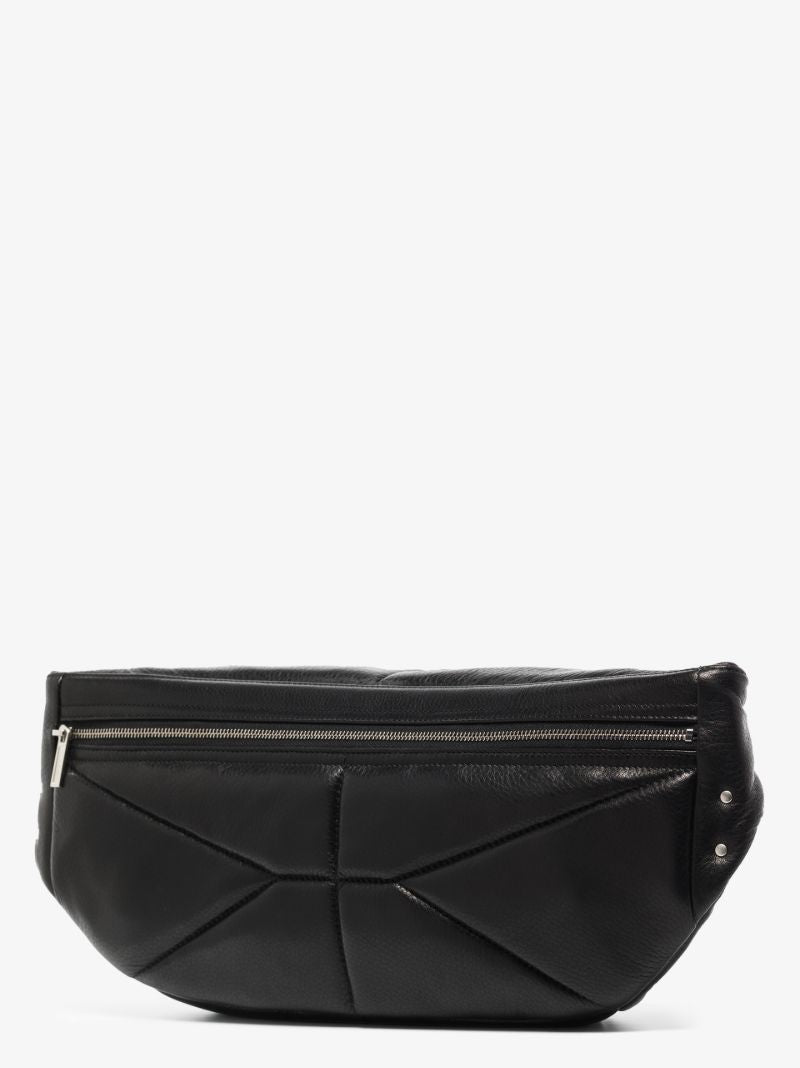 Black Panelled Leather Cross Body Bag