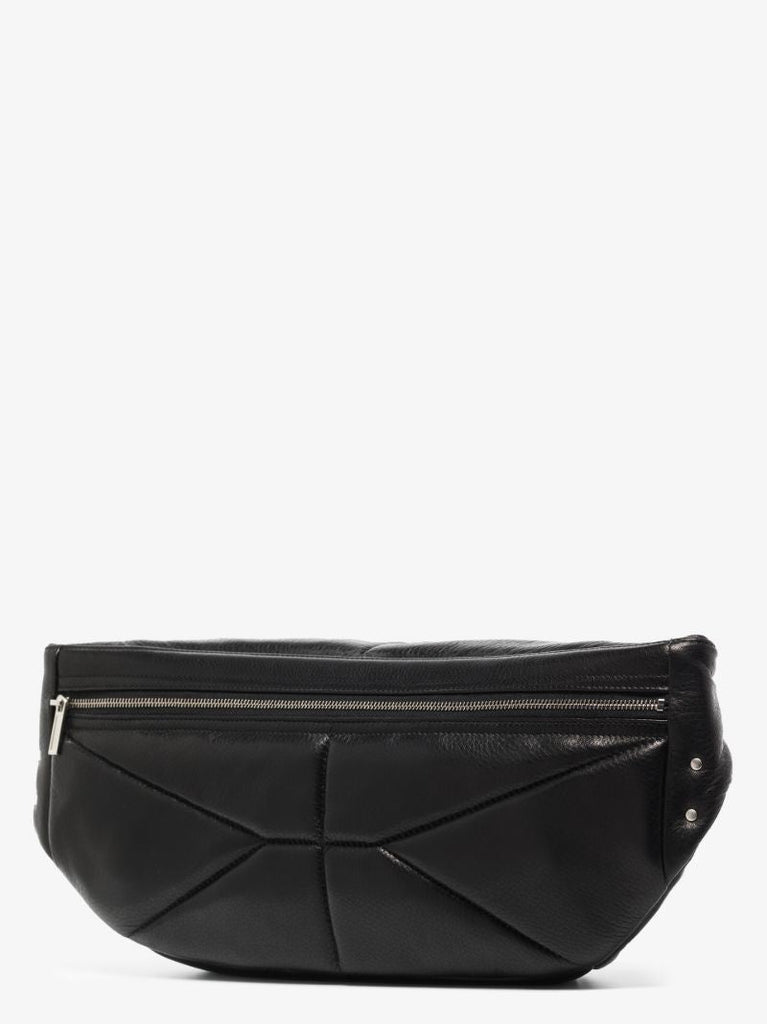 Black Panelled Leather Cross Body Bag