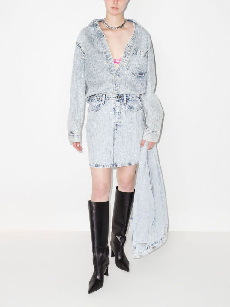 Crystal Pinstripe Denim Shirt