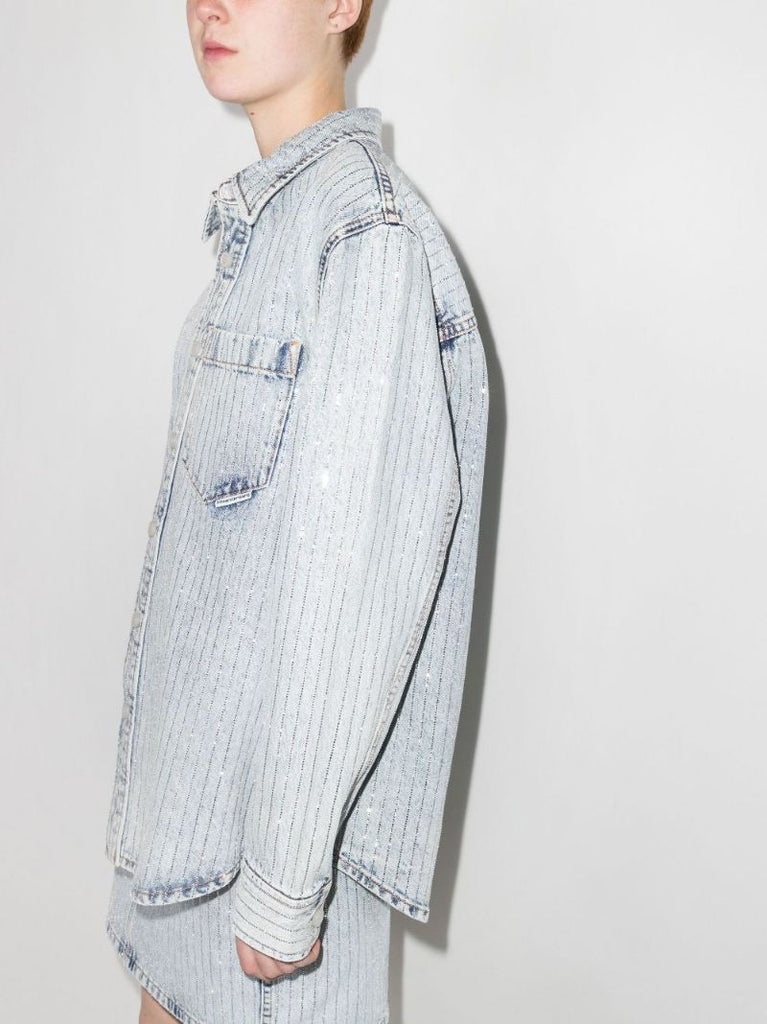 Crystal Pinstripe Denim Shirt