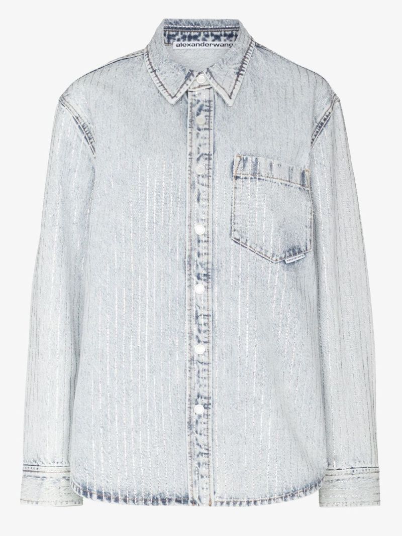 Crystal Pinstripe Denim Shirt