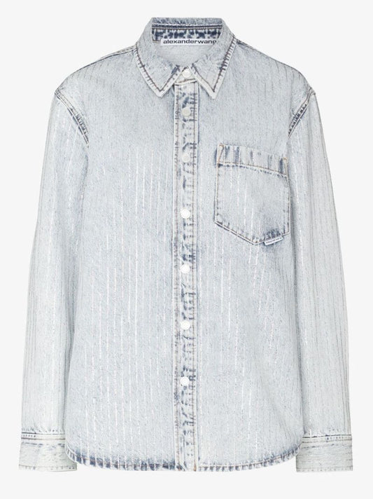 Crystal Pinstripe Denim Shirt