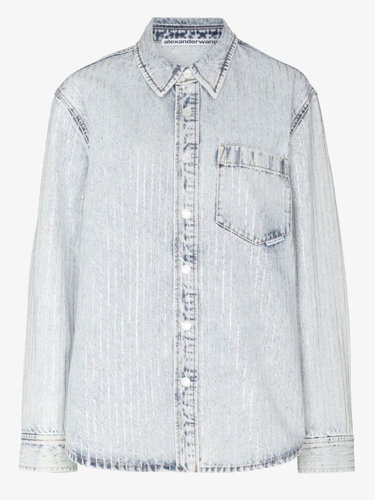 Crystal Pinstripe Denim Shirt