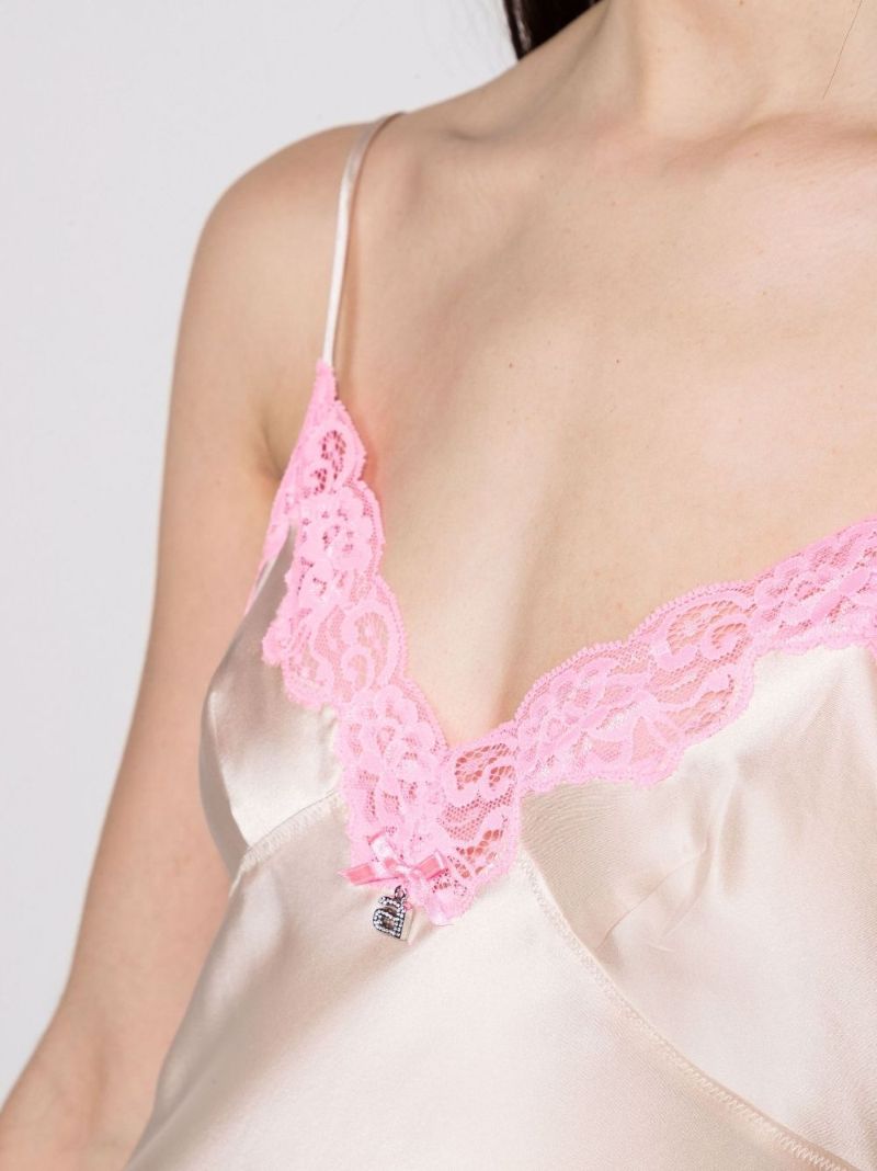 Lace Trim Silk Mini Slip Dress