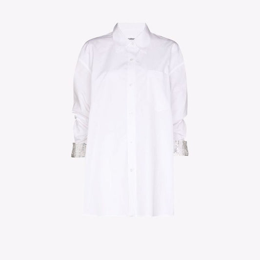 Crystal Embellished Longline Cotton Shirt