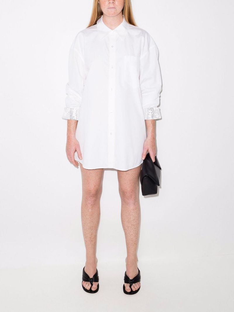 Crystal Embellished Longline Cotton Shirt