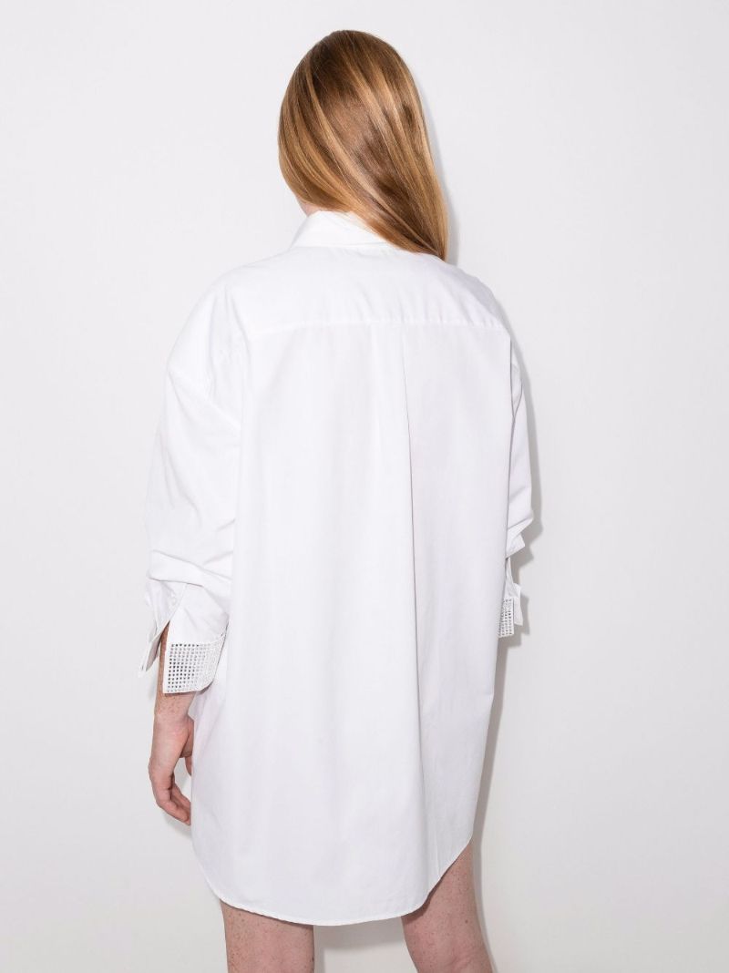 Crystal Embellished Longline Cotton Shirt