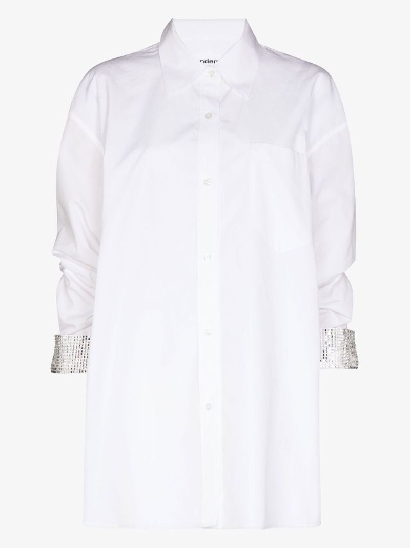 Crystal Embellished Longline Cotton Shirt