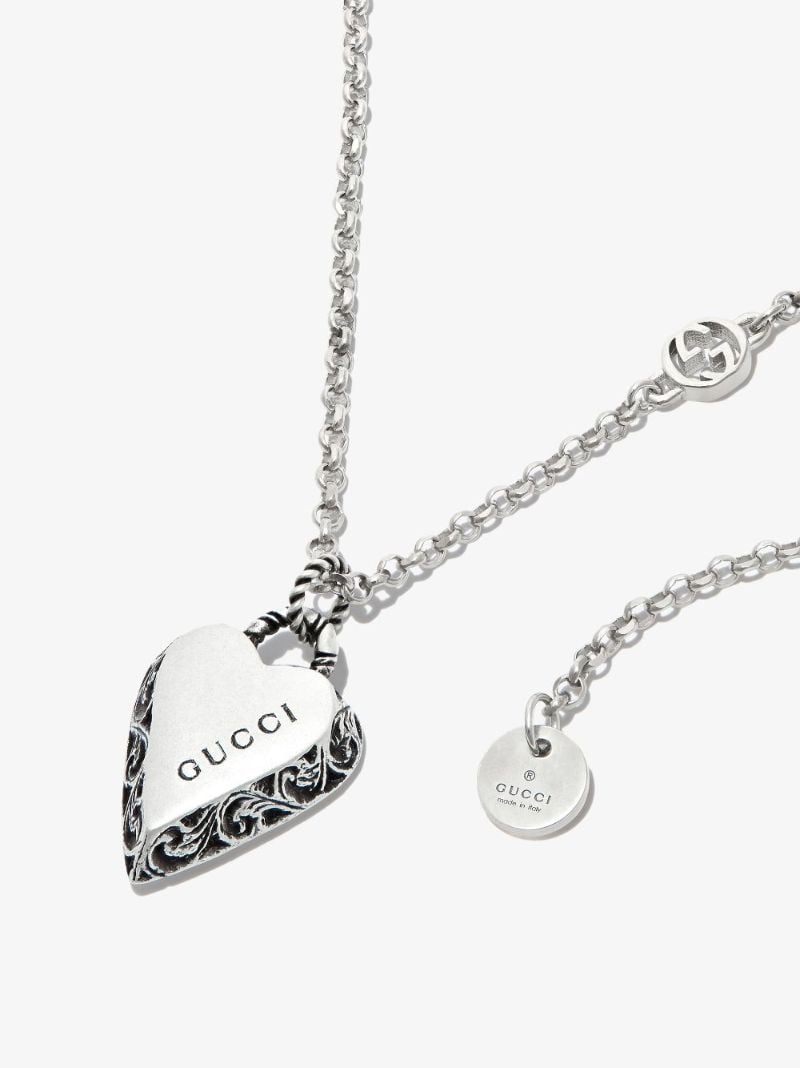Sterling Silver Engraved Heart Pendant Necklace