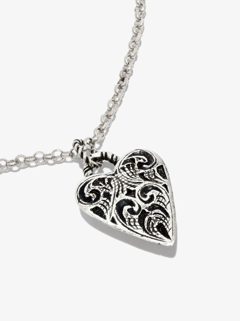 Sterling Silver Engraved Heart Pendant Necklace
