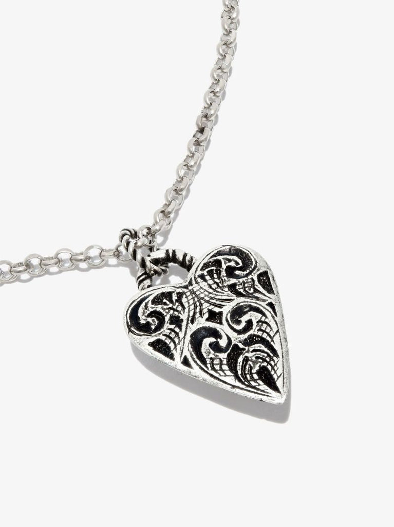 Sterling Silver Engraved Heart Pendant Necklace