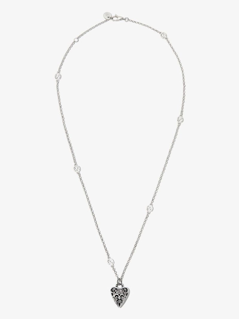 Sterling Silver Engraved Heart Pendant Necklace