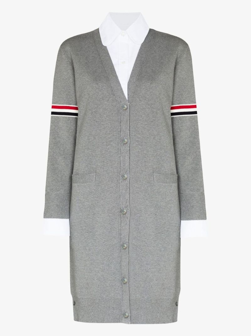 Grey Trompe-l'Ã_x0085_â_x0080__x009c_il Cotton Cardigan Dress