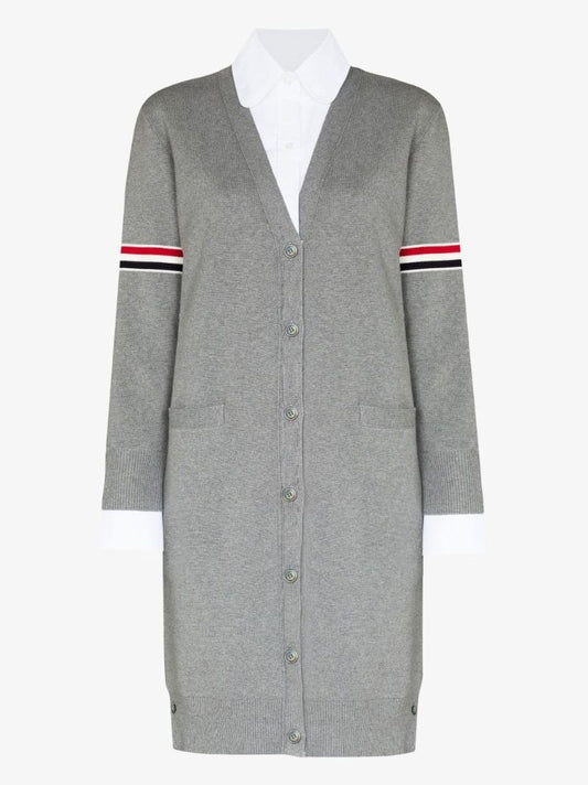 Grey Trompe-l'Ã_x0085_â_x0080__x009c_il Cotton Cardigan Dress
