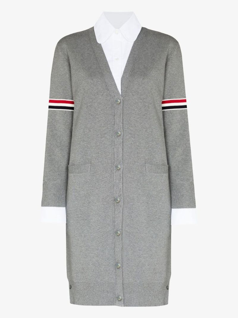 Grey Trompe-l'Ã_x0085_â_x0080__x009c_il Cotton Cardigan Dress