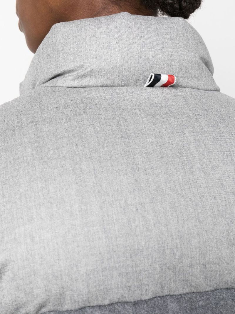 Grey Gradient Stripe Cropped Padded Jacket