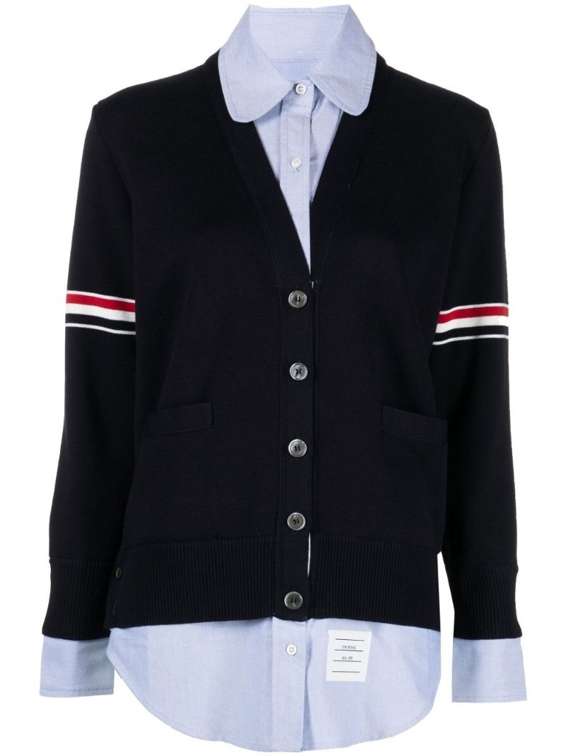 Blue Shirt Layer Knitted Cardigan