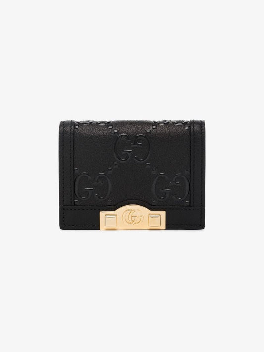 Black Gg Embossed Leather Wallet