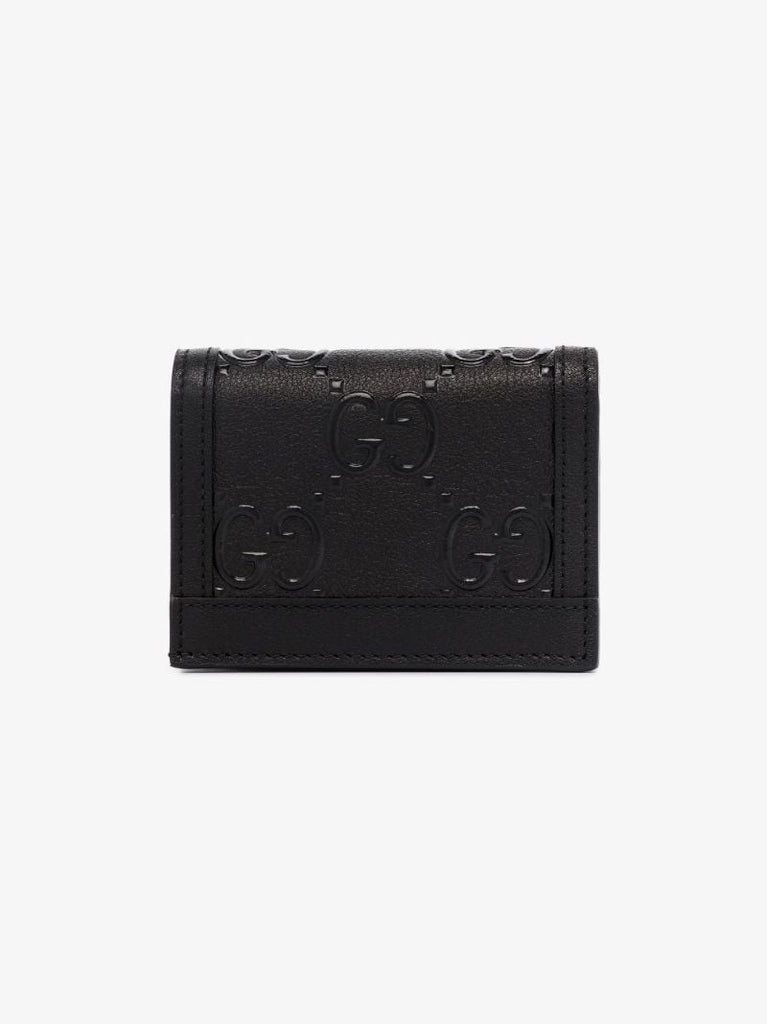 Black Gg Embossed Leather Wallet