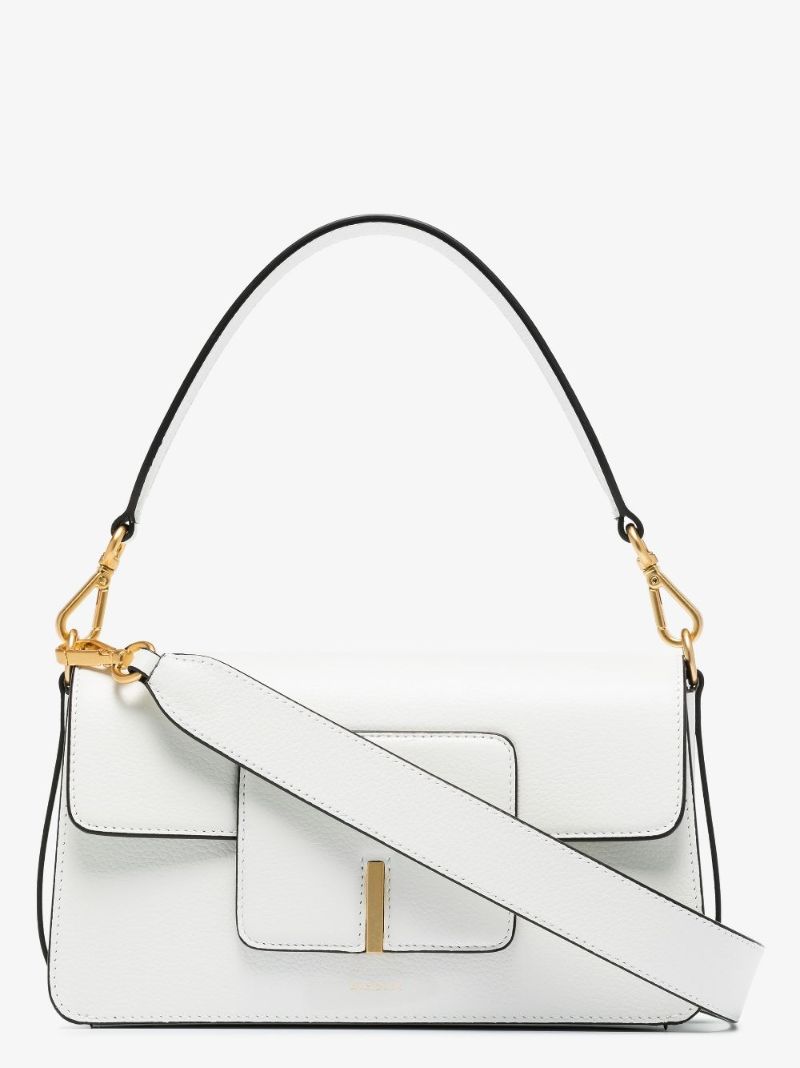 White Georgia Leather Shoulder Bag