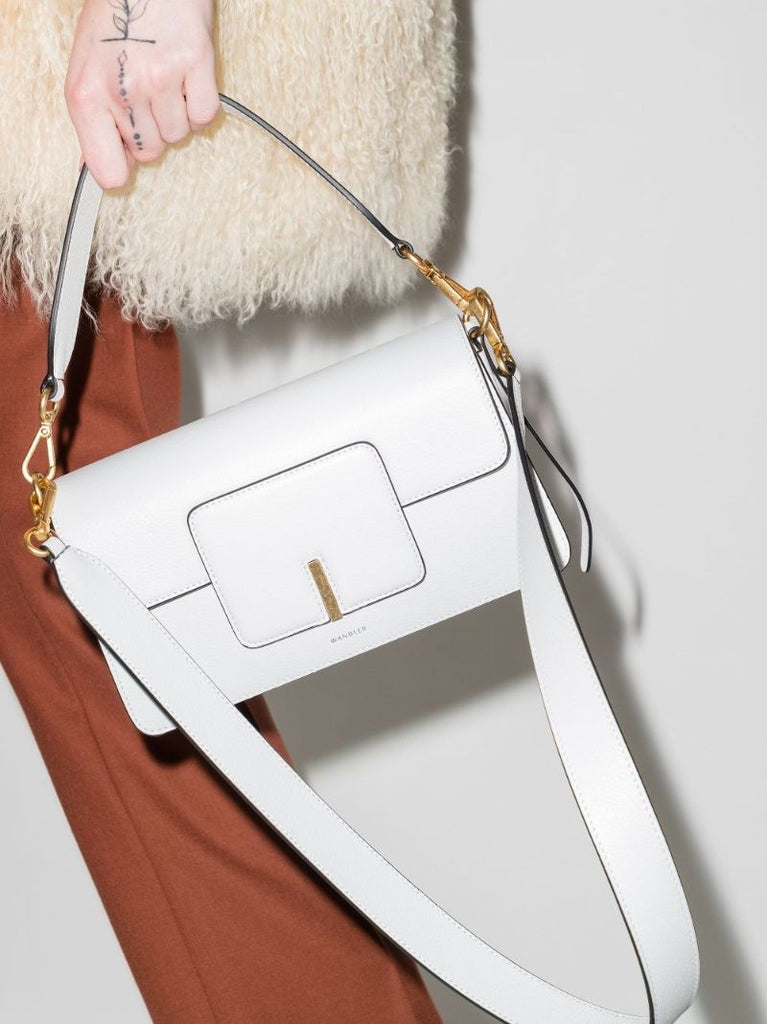 White Georgia Leather Shoulder Bag