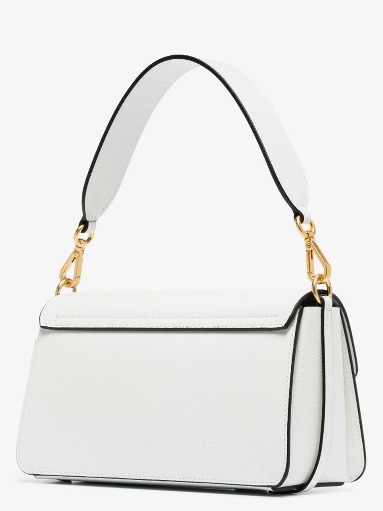 White Georgia Leather Shoulder Bag