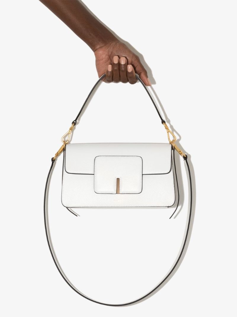 White Georgia Leather Shoulder Bag