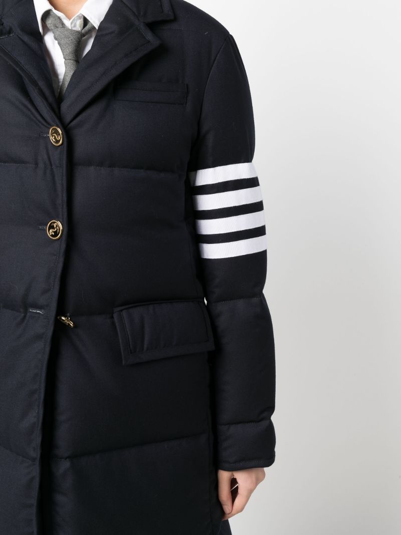 Navy 4-bar Stripe Padded Coat