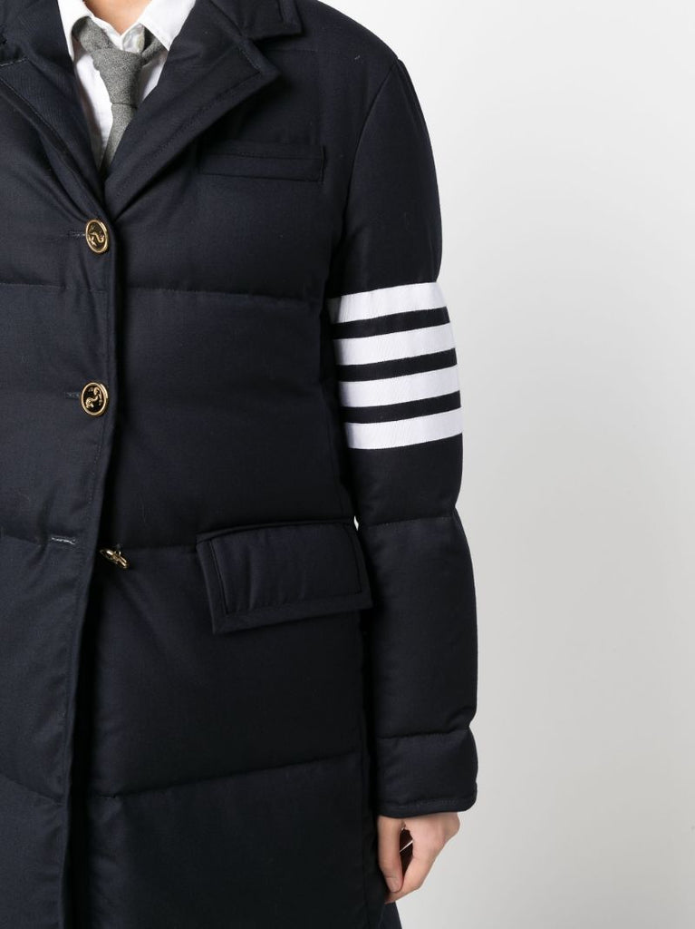 Navy 4-bar Stripe Padded Coat