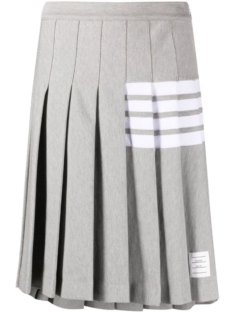 Grey 4-bar Pleated High Rise Skirt