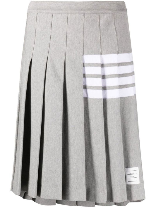 Grey 4-bar Pleated High Rise Skirt