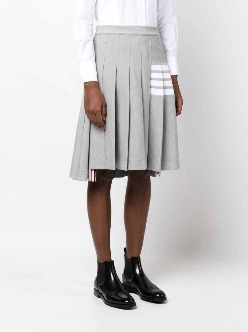 Grey 4-bar Pleated High Rise Skirt