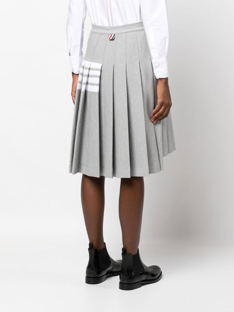 Grey 4-bar Pleated High Rise Skirt