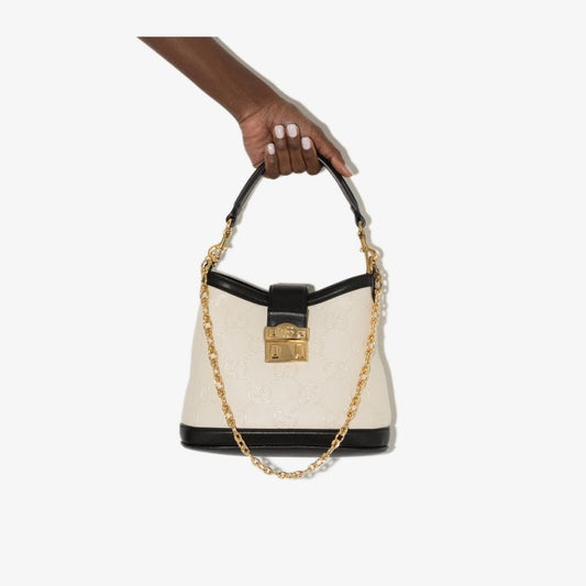 White Gg Small Leather Shoulder Bag