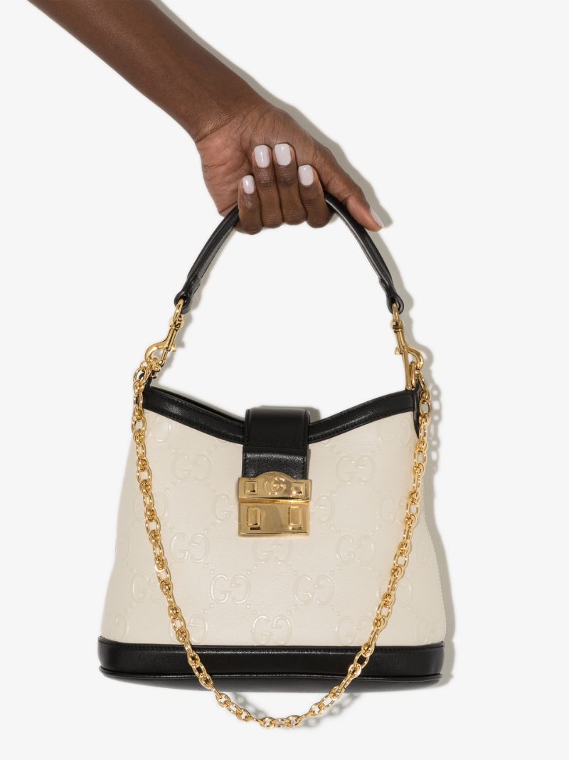 White Gg Small Leather Shoulder Bag