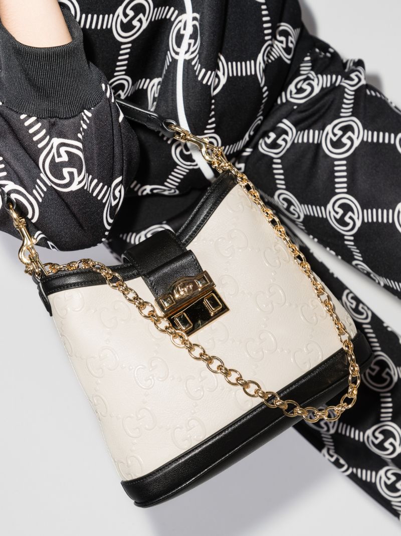 White Gg Small Leather Shoulder Bag