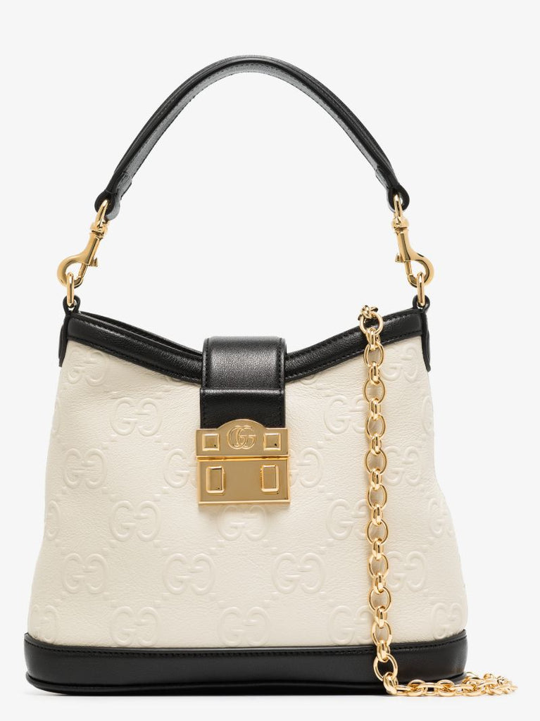 White Gg Small Leather Shoulder Bag