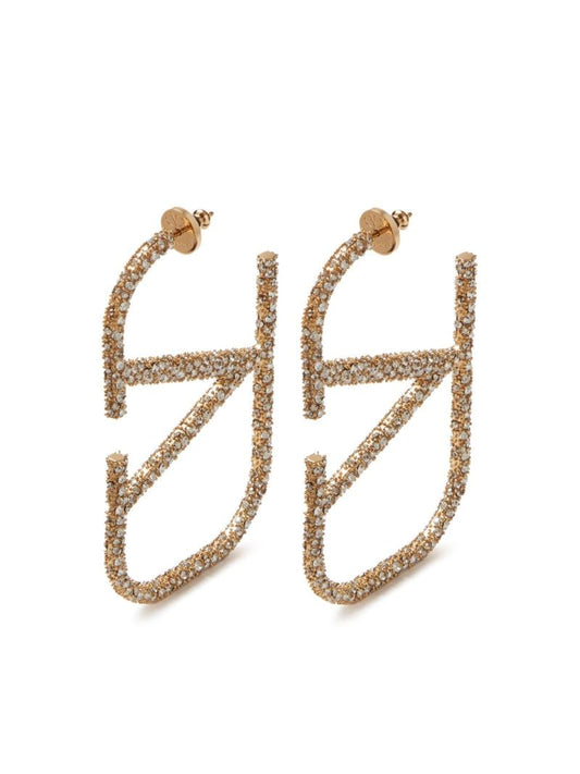 Gold-tone Vlogo Signature Crystal Drop Earrings