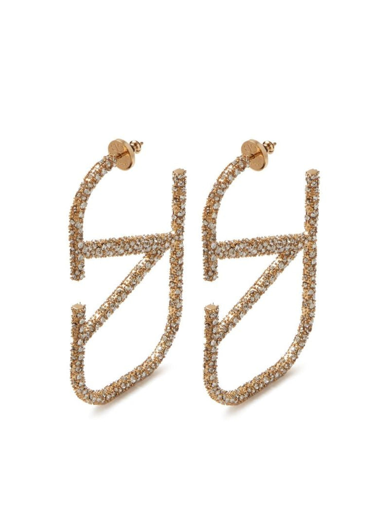 Gold-tone Vlogo Signature Crystal Drop Earrings