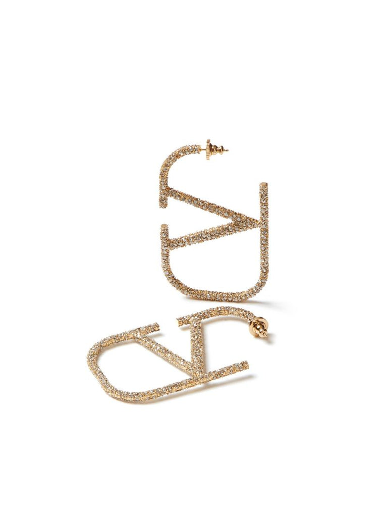 Gold-tone Vlogo Signature Crystal Drop Earrings